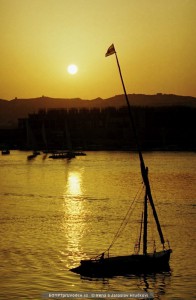 Západ slunce na Nilu, Asuán.